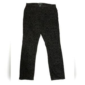 Ralph Lauren Velvet Floral Patterned Black Pants